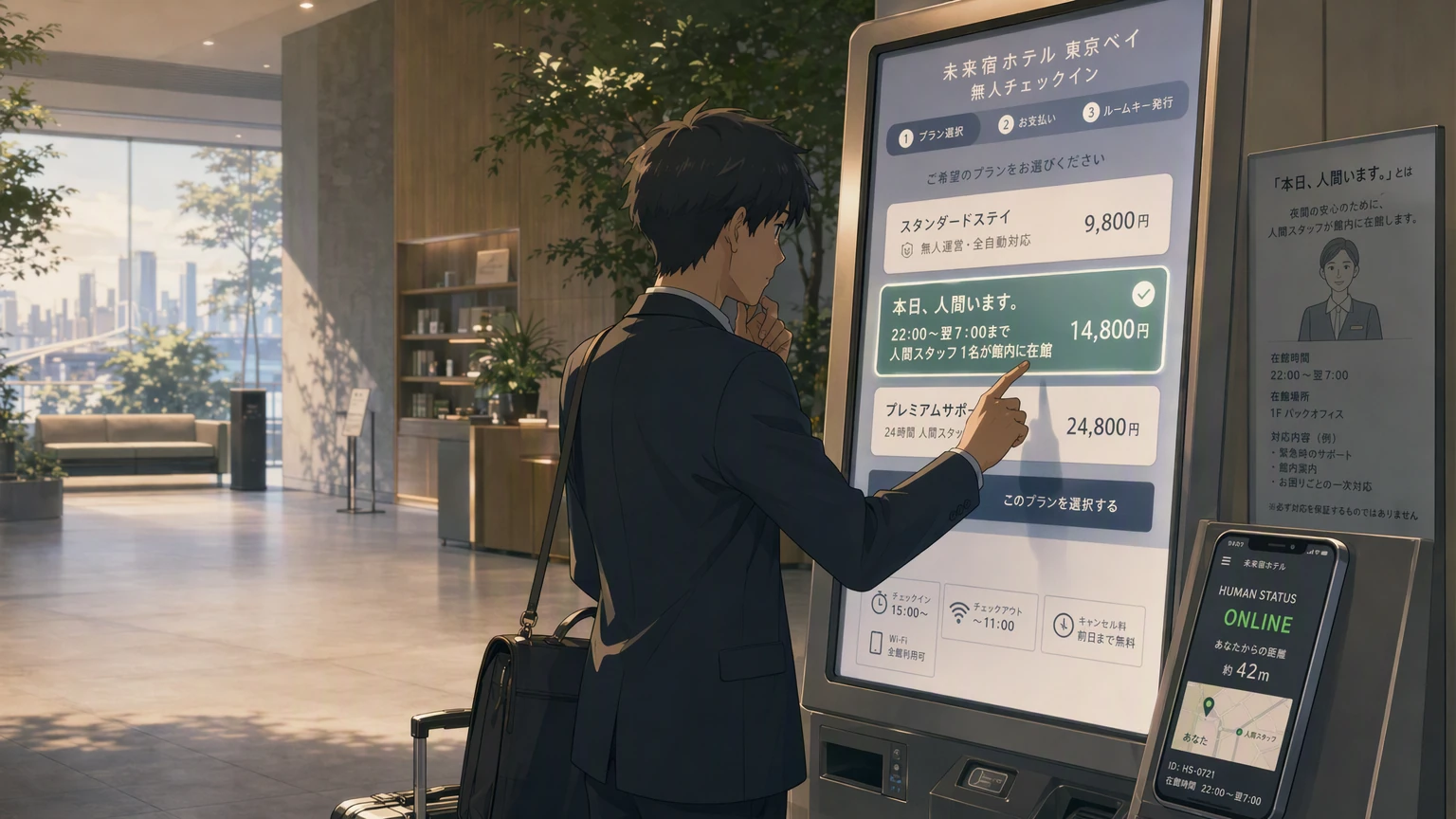 本日、人間います。
